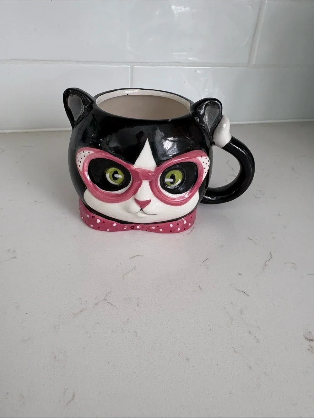 Adorable Cat Mug – Black, Pink & White